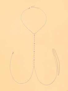 FAAABULS 1pc Women's Gold Pearl Body Chain, Elegant Water Drop Bead Chest Chain & Waist Chain Integrated Adjustable Bikini Necklace, Suitable For Beach Vacation, Pool Party - Pearl - View 10