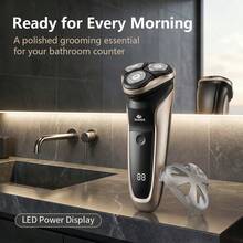 WEEME 1pc Men's Electric Shaver, Cordless Rotating Shaving Tool, USB Charging - Equipped With LED Intelligent Digital Display, Portable Electric Shaving Razor, Suitable For Travel And Daily Shaving. - Champagne Gold - View 9