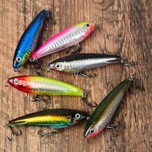 6pcs Sinking Pencil Lure Set, Laser Reflective Bionic Hard Bait, Long Cast Vibrating Sinking Freshwater Saltwater Bass & Perch Artificial Lure Combo - Multicolor - View 5