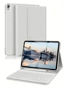 TIANYIMING Tablet Protective Case, Detachable Wireless Bluetooth Keyboard, Keyboard Cover Compatible With IPad 5th/6th/7th/8th/9th/10th/11th Gen (A16), Pro 11/Pro 12.9/Pro 13, Air 1/2/3/4/5/6/11/13 / Galaxy Tab Series Models / MatePad Series Models / Honor Pad Series Models / Pad Series Models / Pad Series Models / Tab Series Models / Xiaoxin Tab Series Models / IdeaTab Series Models - Grey - View 2