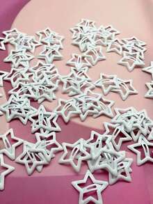 8pcs/Set Women's White Metal Star Hair Clips, Sweet Pentagram Hair Accessories Set For Daily Use - White - View 3