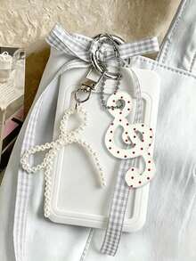 Card Holder With Mesh Ribbon, Faux Pearl Pendant And Treble Clef Charm, Sweet Style ID Badge Holder, Exquisite Pendant, Transparent Acrylic Hard Card Sleeve, Detachable And Erasable Sliding Cover, Student Campus Card/Meal Card Protector, Card Holder With ID Window And Card Slot, Suitable For Students And Office Workers, Transparent Window Design For Campus Card, Student ID, Employee Badge, Bus/Subway Card And Work Badge, Comes With Detachable DIY Keychain Pendant, Fashion Accessory (Card Paper Not Included), Back To School Season, Teacher's Day - Multicolor - View 13