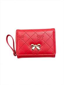 Cute Bow Tie Women's Tri-Fold Wallet Compact Coin Purse With Wrist Strap Design,Wristlet Wallet - Multicolor - View 13