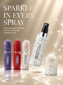 3/2/1pc Luxury Rhinestone Perfume Refillable Bottles (5ml) | Portable Sparkling Travel Spray Bottles | Vacuum Press Fine Mist Sample Dispenser For Women | Elegant Cosmetic Storage - Multicolor - View 6