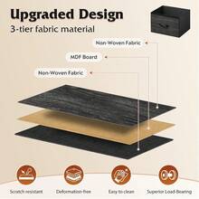All Dresser With 2 Drawers, Bedside Furniture, Night Stand, End Table With Fabric Bins For Bedroom, Closet, Entryway, College Dorm, Dark Grey |   End Table With Fabric Bins For Bedroom, 15-Min Quick-Assembly, Sturdy Metal Frame & Adjustable Feet CUBM - Charcoal Black (Set Of 2) - View 4