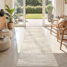 Alfombra de pasillo antideslizante para dormitorio, alfombra lavable con reverso de goma - Alfombra suave de pelo corto para cocina, lavandería, baño (61 x 244 cm, beige/marfil) - Gris Oscuro - Ver 8