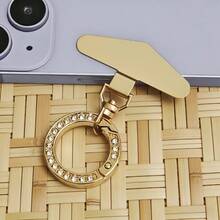 1pc/3pcs 2-In-1 360° Rotating Stainless Steel Ultra-Thin Phone Lanyard Clip, Triangular Connector + Metal Rhinestone Round Spring Ring, Anti-Drop Finger Strap With Decorative Charm, DIY Creative Personalized Fashion Phone Lanyard Connector, Phone Case Back Adhesive Pad Fixed Bracket, Universal Phone Accessory - Multicolor - View 9