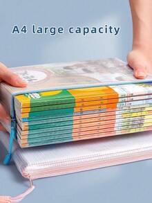 A4 Zipper File Bag Mesh Zipper Pouch Document Bag, Waterproof Zipper Bag File Folder, Suitable For School Office Supplies, Puzzle, Board Game Storage And Toy - Multicolor - View 6