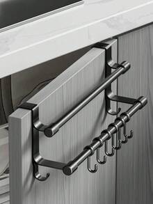 1pc Over-The-Door Towel Rack: Easy To Install,Great For Hanging Towels,Spoons And Utensils.Practical Hook-Style Storage Rack,Designed For Cabinet Doors,Perfect For Keeping Kitchen And Bathroom Organized And Tidy. - Multicolor - View 6