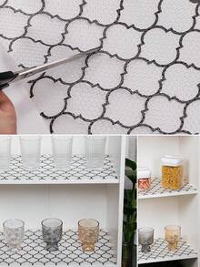 1 Roll Thick Printing Non-Slip Shelf Liner, Non Adhesive Drawer Liner, Waterproof Non-Slip EVA Cabinet Mat, Washable Easy To Cut Fridge Liner For Kitchen Cupboard Pantry Storage - Lantern Pattern - View 8
