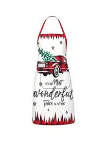 4pcs Christmas Buffalo Plaid Pattern Apron Set, Red Black Check Truck Reindeer Sleigh Print Kitchen Cooking Baking Aprons For Holiday Party Home Decoration - Multicolor - View 12