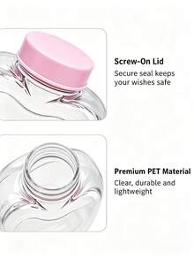 1pc Transparent Heart-Shaped Pink Ribbed Lid 80ml PET Jar, Sealed Portable Storage Container, Cute Aesthetic Wish Bottle, DIY Valentine's Day Birthday Party Gift - View 6