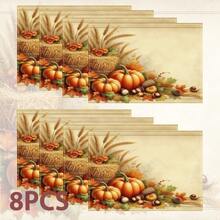 1pc/4pcs/6pcs/8pcs, Autumn, Fallen Leaves Pattern Suitable For Dining Table, Breakfast Mat, Coffee Bar, All Season Decoration, Washable Table Mat, Room Decor, Kitchen Dining Table Mat, Indoor/Outdoor Party Decoration, Home Decor, Ideal Gift - Multicolor - View 12