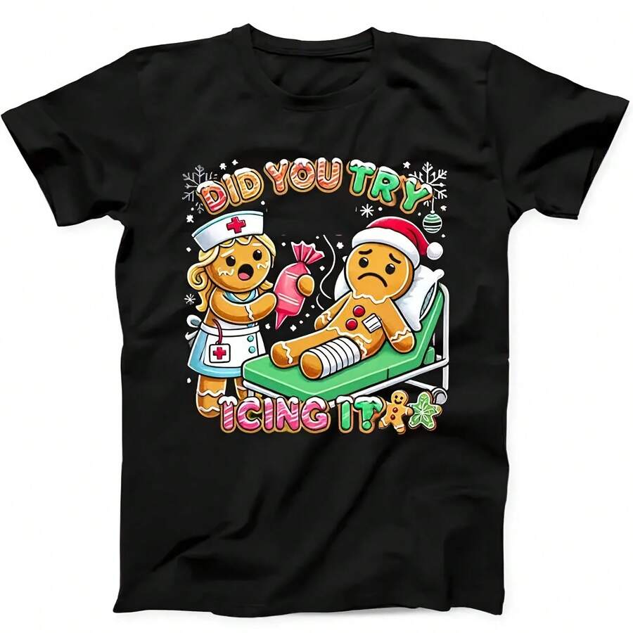 Funny Gingerbread Nurse Gift Black T-Shirt Best Dad Seller 150 - 款式 - 查看 1