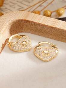 1 Pair Elegant Cubic Zirconia Hoop Earrings For Women, Wedding Anniversary Accessory Gift - 1# - View 6