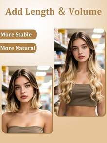 JIAMEISI 20pcs Seamless Glue-In Hair Extensions, Ombre Gray Brown To Platinum Blonde, Remy Human Hair For Women - S8/60 - View 7