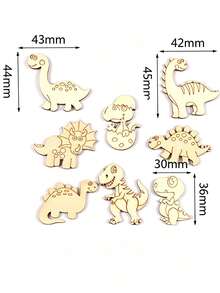 25/50pcs DIY Wooden Cartoon Dinosaur Craft Kit - Unfinished Hollow Cutout Painting & Decoration, Perfect For Home, Wedding, Party And Birthday Use, Random Style & Color - Multicolor - View 5