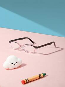 1pc 9-14 Years Old Children Gradient Pink Transparent PC Frame Zero Degree Plano Glasses, Cute Casual Solid Color Glasses, Suitable For School And Daily Wear, All Season Applicable, Includes Glasses Case - Multicolor - View 5