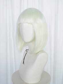 Glow In The Dark Short Bob Wig With Straight Bangs, Fluorescent Green Synthetic Straight Hair Wig, Luminous Wig Under Black Light For Halloween Nightclub Themed Party Cosplay Photo Styling - Multicolor - View 6