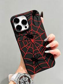 Fashionable Personalized Halloween Cool Spider Web Hollow Shockproof Phone Case, Compatible With Apple 18/18Pro/18ProMax/17/17Pro/17ProMax/16/16Pro/16ProMax/15/15Pro/15ProMax/14/13/12/11 And Other Models, Creative Protective Cover - Black - View 1