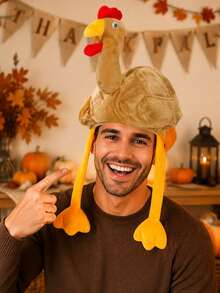 1pc Thanksgiving Turkey Hat, Funny Creative Performance Costume Hat For Men And Women, Party Dress-Up Accessory, Holiday Celebration Gift - Multicolor - View 4