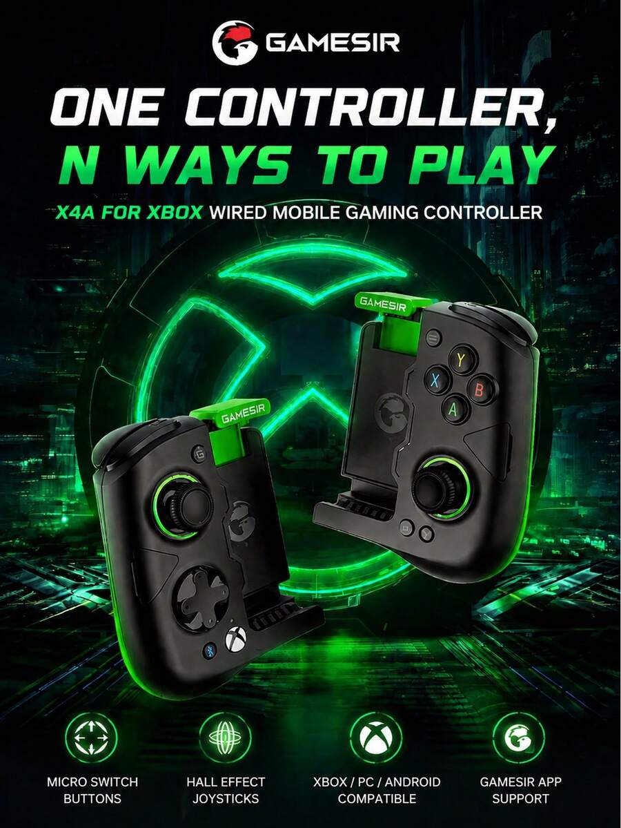 GAMESIR X4a For Xbox Controller, Lightweight Design, Dual-Mode Hall Effect Triggers, Customizable Back Buttons, 16 Million Color RGB Light Ring, Microsoft-Licensed Split Controller - View 1
