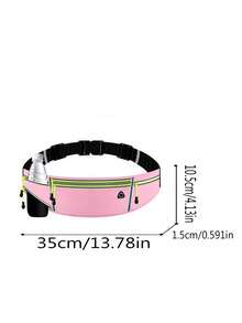 Peach Pink Slim Running Waist Pack, Multi-Pocket Sports Fanny Pack, Adjustable Elastic Waist Belt Bag, Portable Cell Phone Waist Pouch. - Pink - View 8