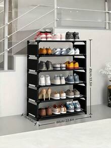 Multi-Layer Large Capacity Dust-Proof Shoe Rack, Metal Shoe Storage Organizer For Dorms And Apartments, Stackable Floor-Standing Shoe Shelf, Easy Assembly Home Entryway Storage Essential - Black - View 14