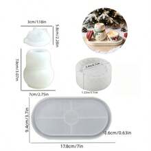 SILIKE LUFEI Clay Silicone Mold 4pcs Christmas Snowman Storage Box & Hemp Rope Candle Holder & Oval Tray Set Decor Mold, Suitable For Making Resin, Gypsum, Candle, Aromatherapy Products, Home Decor Display Silicone Mold - Silicone Mold - View 2