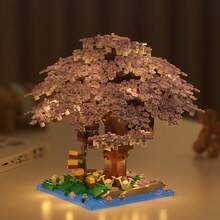 Cherry Blossom Tree House Building Blocks Set, Large Scenery Architecture Model, DIY Assembly Desktop Decor Ornament, Premium Collectible Gift For Building Enthusiasts - Multicolor - View 11