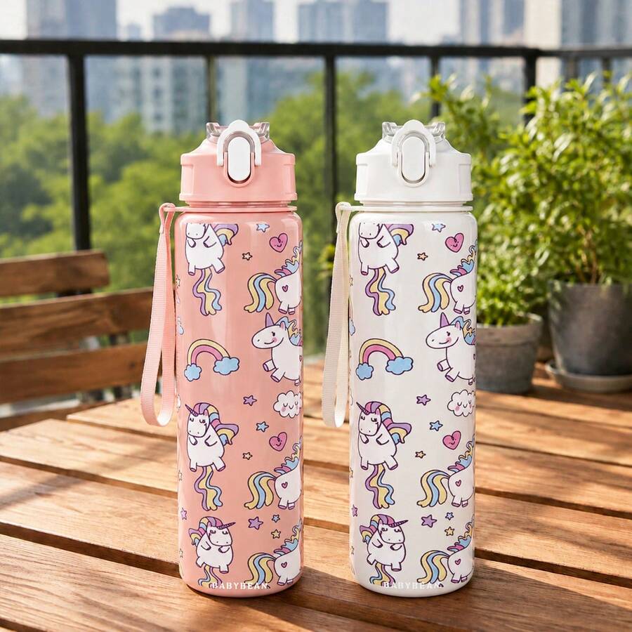 1個 750ml/26oz 3D列印小魚圖案運動吸管水壺，可愛小魚海洋圖案，5色可選，附攜帶背帶方便攜帶，輕巧耐用，適合返校、辦公室、戶外、旅行、露營、學校、健身房，佳節禮物與生日禮物首選