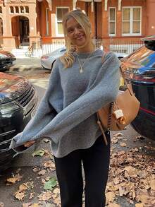 Women's New Autumn Round Neck Knit Long Sleeve Top, Gentle Daily Commute College Style - Grey - View 3