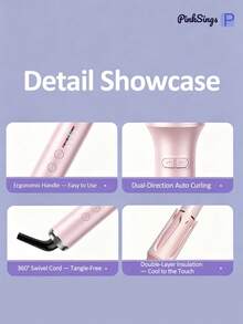 PinkSings One-Click Automatic Hair Curler, 32mm Barrel, Left-Right Auto Curling Iron, 4 Temperature Modes, Negative Ion Generator, Smart Timer And Sensor, Auto Shut-Off, Best Christmas Gift - Pink - View 10