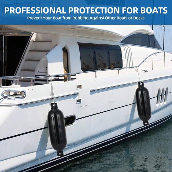 4 Pack Boat Fenders,16"/20"/23"/27" Inflatable Boat Bumpers For Docking,Dock Bumpers With 4 Ropes,1 Air Pump & 1 Storage Bag,Ideal For 10-35ft Boats,Fishing Boats & Yachts