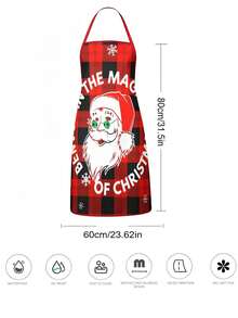 4pcs/2pcs Christmas Plaid Pattern Apron Set, Red Green Buffalo Check Xmas Truck & Reindeer Print Kitchen Cooking Baking Aprons For Holiday Party Decoration - Multicolor - View 3