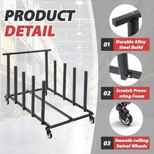 4 Door Storage Rack Cart With Locking Casters & Protective Foam Padding, Automotive Mobile Bracket Holder & Stand For Garage, Warehouse & Workshop, Black - 1 - View 7