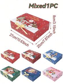 1/6/12/18pcs Christmas Gift Boxes With Ribbon, Merry Christmas Gift Packaging Boxes, Santa Claus, Snowman, Deer, Gingerbread Man, Reindeer Patterns, Christmas Party Gift Boxes, Christmas Decorations, Home Christmas Decor, Winter Decorations - Multicolor - View 12
