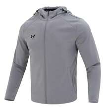 Under Armour Jaket Olahraga Luar Ruangan Pria Baru, Kasual, Nyaman, Tahan Angin, untuk Latihan - Grey - View 4