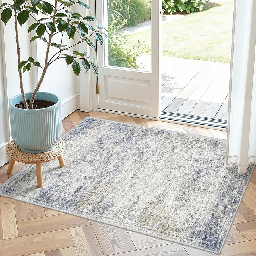Alfombra de pasillo antideslizante para dormitorio, alfombra lavable con reverso de goma - Alfombra suave de pelo corto para cocina, lavandería, baño (61 x 244 cm, beige/marfil) - Caqui - Ver 1