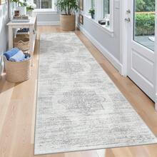 Alfombra de pasillo antideslizante para dormitorio, alfombra lavable con reverso de goma - Alfombra suave de pelo corto para cocina, lavandería, baño (61 x 244 cm, beige/marfil) - Blanco - Ver 2