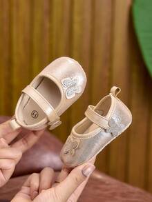 Infant Girl Shoes 0-6-12 Months Soft Sole Newborn Princess Shoes Spring Summer Autumn 0-1 Year Old Flat Shoes - Gold - View 4