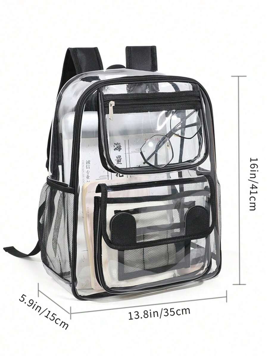 Mochila Transparente de PVC Portátil, Bolsa Impermeable de Gran Capacidad conúltiples Compartimentos, Casual y Deportiva, Apta para Conciertos, Festivales deúsica, Deportes, Playa, Picnic y Actividades al Aire Libre, Unisex