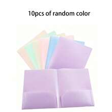 1/5/10pcs Plastic File Folders, Document Storage Organizers, Waterproof Heavy Duty Multi-Purpose Portable Expanding File Pockets, For Office, Company, Students, Exam Papers, Random Cover Label Cards, Back To School Season, School Supplies - Multicolor - View 12