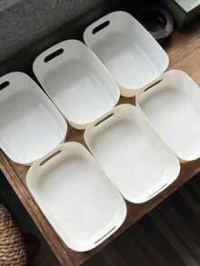 10 hộp lưu trữ màu trắng, giỏ lưu trữ xếp chồng màu trắng, thùng nhựa trắng có tay cầm, dùng để sắp xếp đồ dùng bàn làm việc, phù hợp cho kệ, phòng chơi, phòng ngủ, văn phòng, tất, đồ lót, văn phòng phẩm, mỹ phẩm - trắng - Xem 2