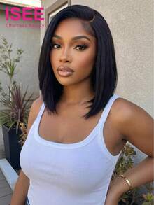 ISEE HAIR 7*5 Inch HD Glueless Human Hair Straight Wig 180% Density 8-16 Inch Natural Hairline Wig Natural Color Suitable For Daily Use Women's Human Hair Wig - SNatural - View 3