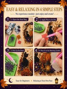 Halloween 3D Pearl Art Kit, Adult Diamond Craft | Spooky Cute 3D Art, Autumn Wall Decor, Beginner-Friendly DIY Set, Complete Craft Kit, Fun Family Activity - Highland Cow - View 4
