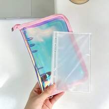 1pc A6 Laser Rainbow Loose-Leaf Binder, Zippered Planner, Large Capacity Sticker Storage Bag, Stationery Organizer, Detachable Inner Pages Multi-Functional Binder, IDOLME, Suitable For K-Pop Photo Album, Sticker Book, Savings Plan Book, Nail Art Storage, Diary, Notebook, School Supplies, Office Supplies, Back To School Supplies - A6 - View 9