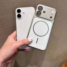 Apple 18 超薄金屬 PC 磁吸手機殼，相容 iPhone 18 Pro Max 18 Pro 17 Pro Max 16 15 14 13，附鏡頭保護背蓋，Apple 18 手機殼，Apple 17 手機殼，快速轉換防摔手機殼，手機配件 - 櫻桃紅 - 查看 10