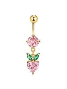Cute Cherry Belly Button Rings For Women Dangly Belly Piercing Jewelry Navel Ring Pearl Heart Dangle Belly Button Piercings Daily Gift Party - Belly Button Ring - View 18