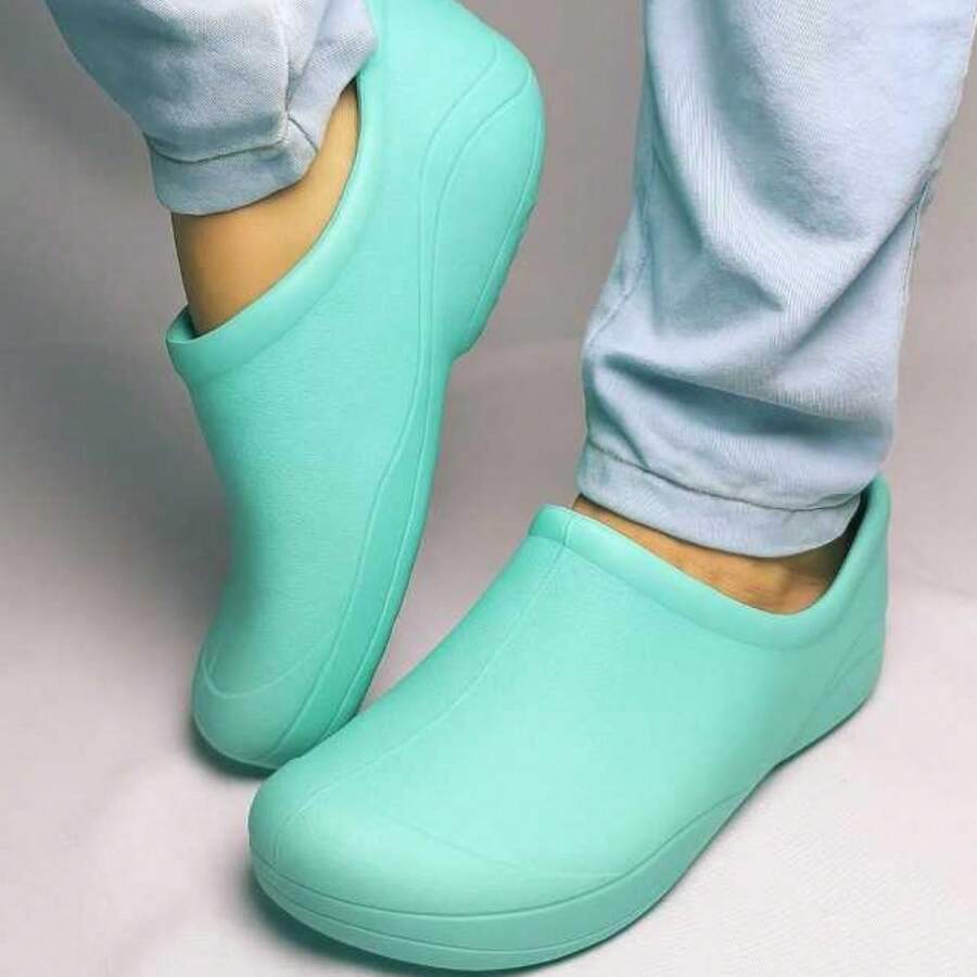 Sapato Enfermagem Enfermeira Fechado Profissional Uniforme EPI Cozinha Babuche Confortável - verde agua - Visão 1